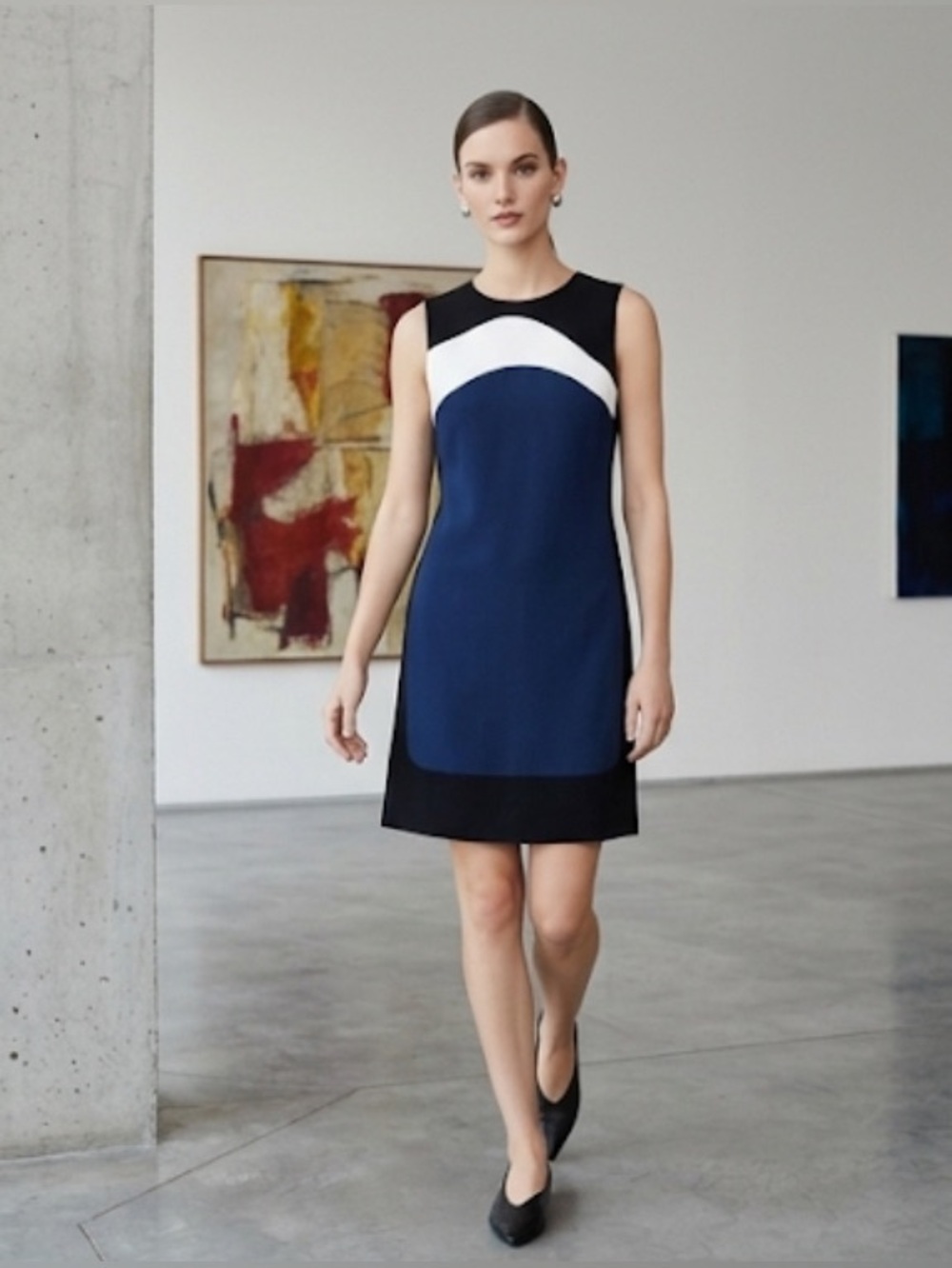 Aquilano Rimondi Navy, White & Black Colorblock Sheath: Size 2